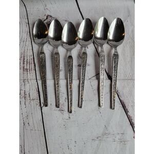Vintage United Silver Co. USI2 Stainless Steel 6 Piece Of Soup Spoons 7-1/2”
